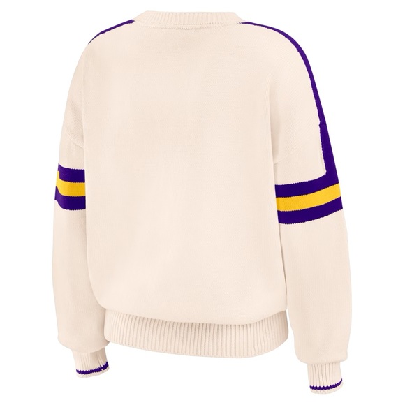 WEAR by Erin Andrews Los Angeles Lakers Women's Stripe Pullover Sweater - Picture 2 of 3